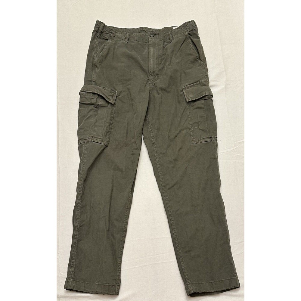 Uniqlo Military Fatigue Cargo Pants Mens Med Olive Green Stretch Cotton Utility